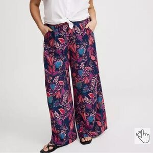 Torrid High Rise Wide Leg Flowy Floral Tropical Lightweight Pants 28” Inseam 3X